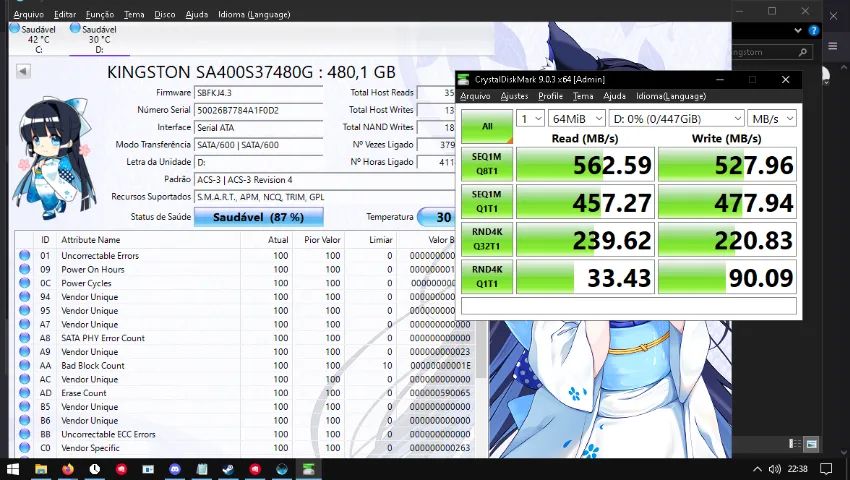 SSD Kingston A400 480GB SATA III (Testado e Funcionando 100%) - Foto 4