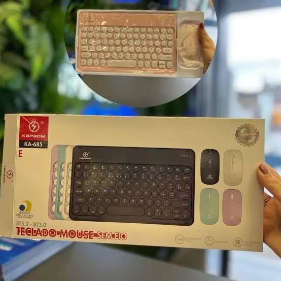 Kit Teclado e Mouse Bluetooth Recarregável KAPBOM KA-685