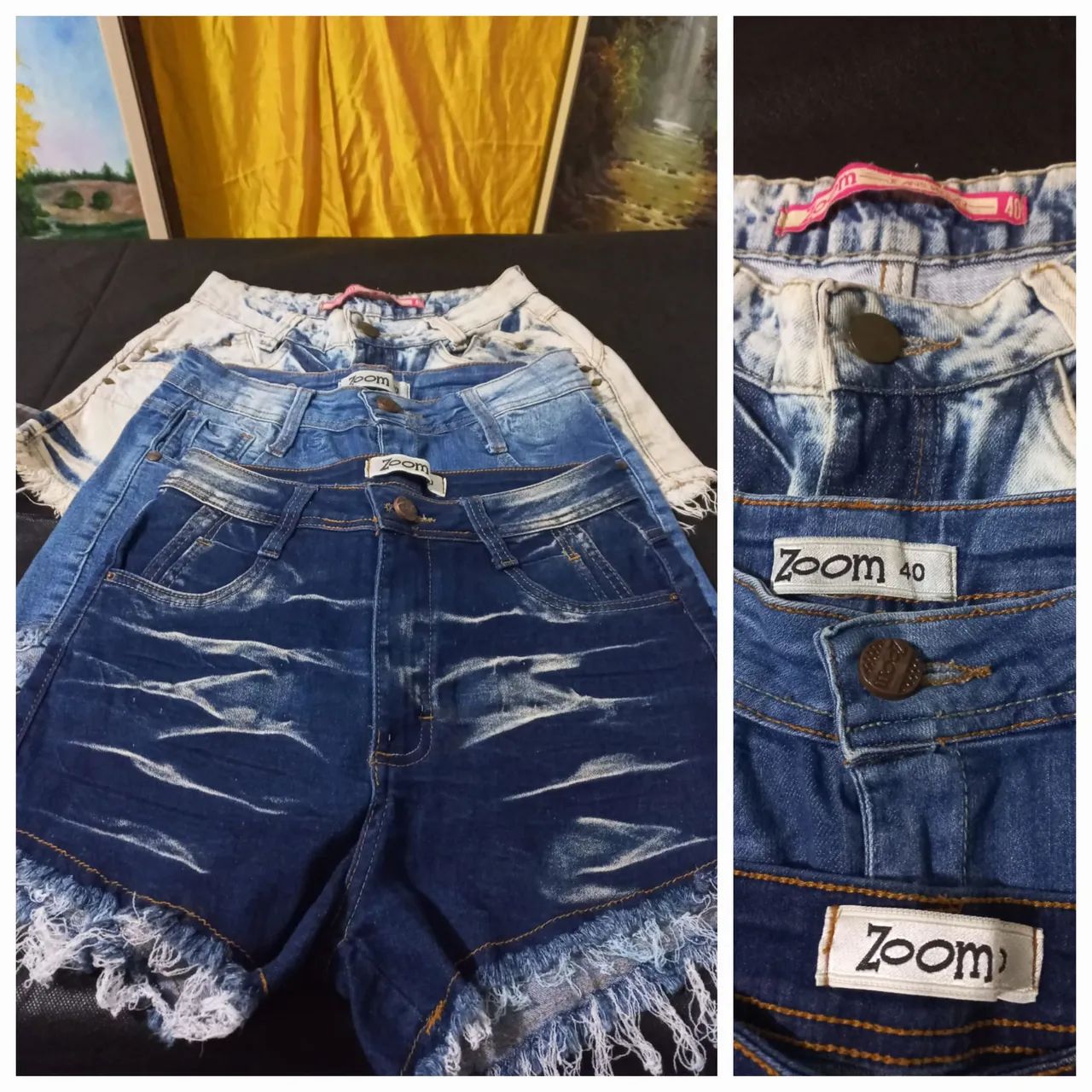 Short jeans feminino  tamanho 40. Lote com 3 peça  - Foto 2