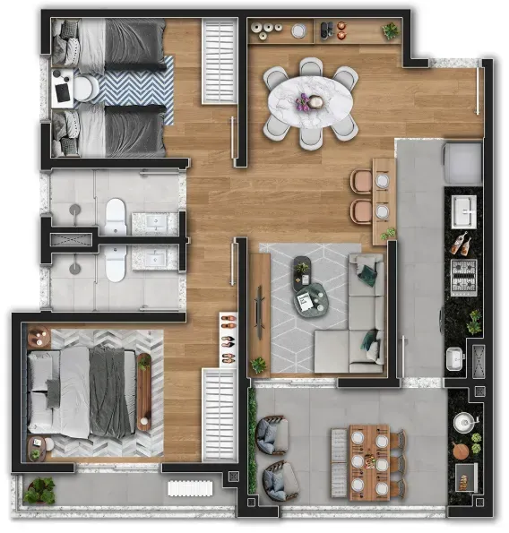 PLANTA 66m²