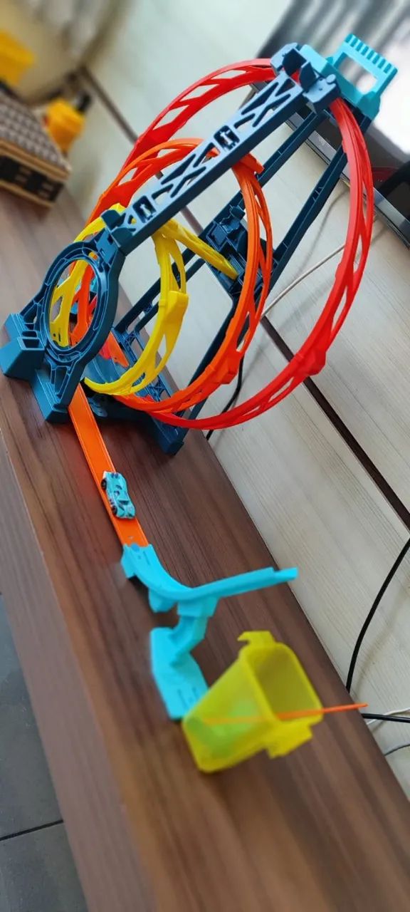 pista de percurso e veículo hot wheels track builder looping triplo mattel - Foto 2