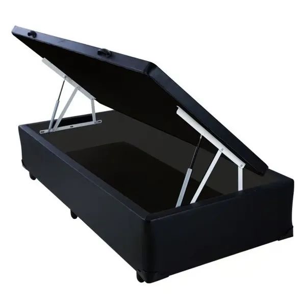 Base Bau Solteiro 88x188x40 Corino Preto 