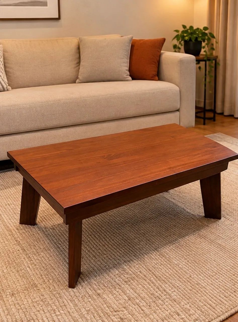 Mesa de Centro - Retangular - Madeira Maciça - 100x60x40