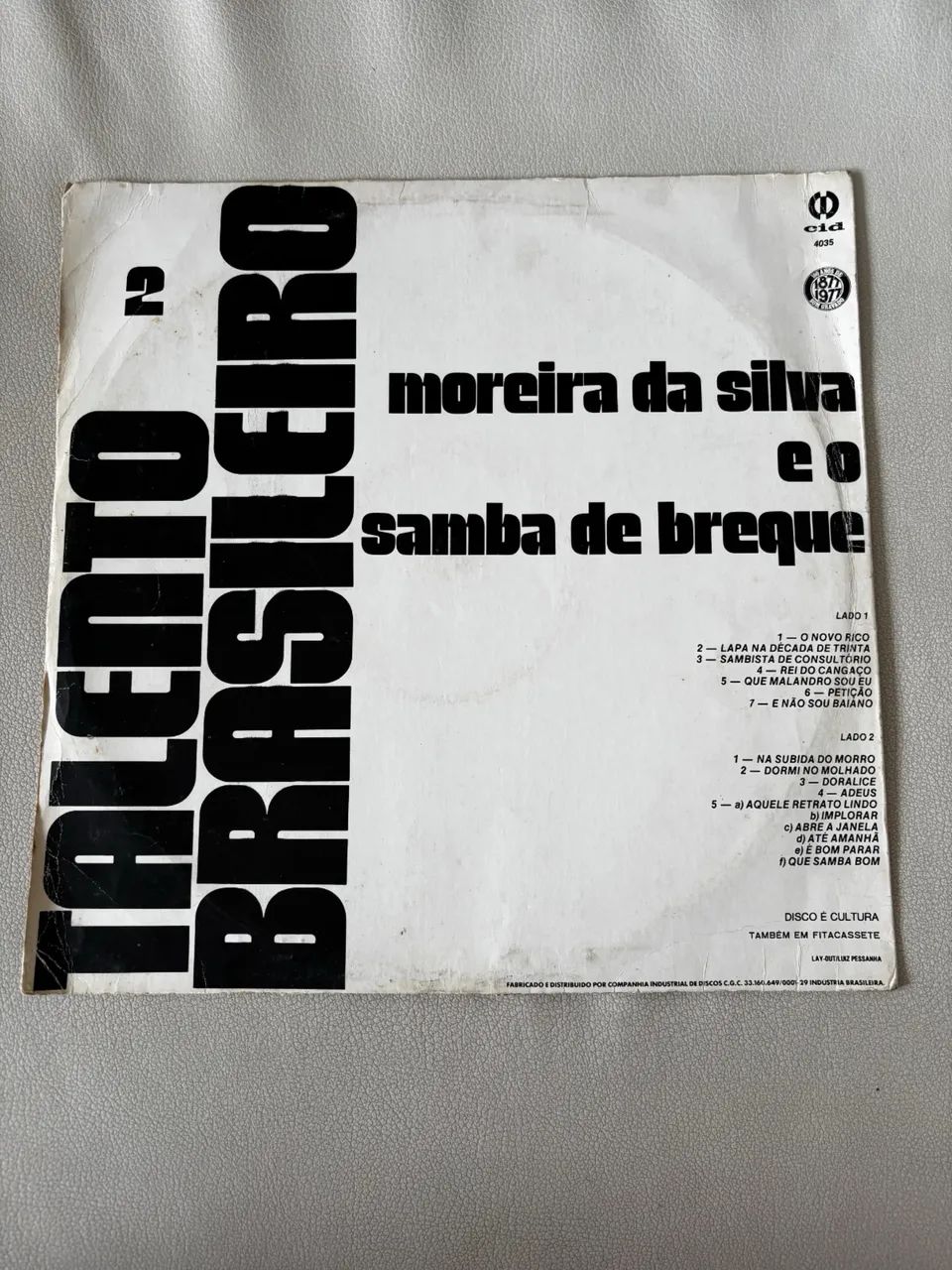 Disco de Vinil LP Moreira Da Silva Samba De Breque Talento Brasileiro 2 19777 - Foto 2