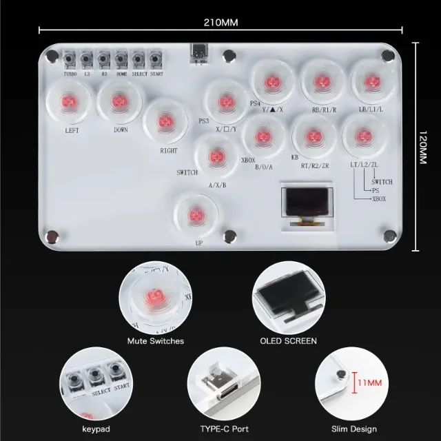 Teclado arcade leverless de acrílico (estilo Hitbox) - Foto 3