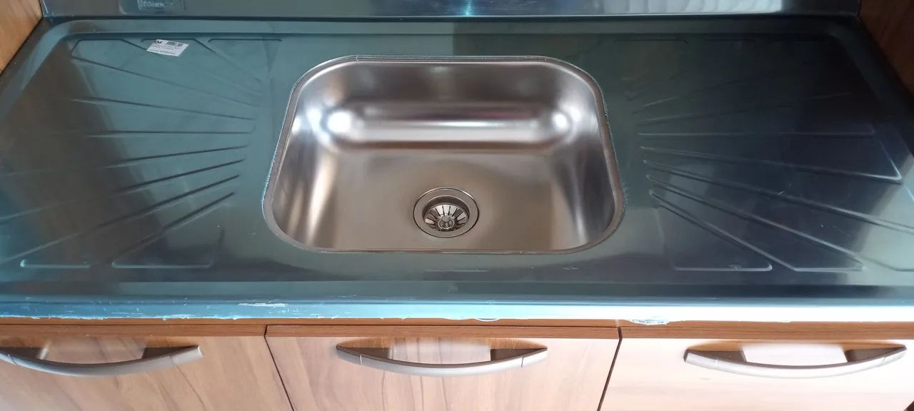 Pia armário de cozinha em aço Inox com válvula - nova / lacrada 