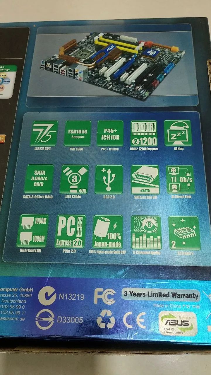 Caixa Placa Mãe Asus P5Q-E 775 + Acessórios  - Foto 4