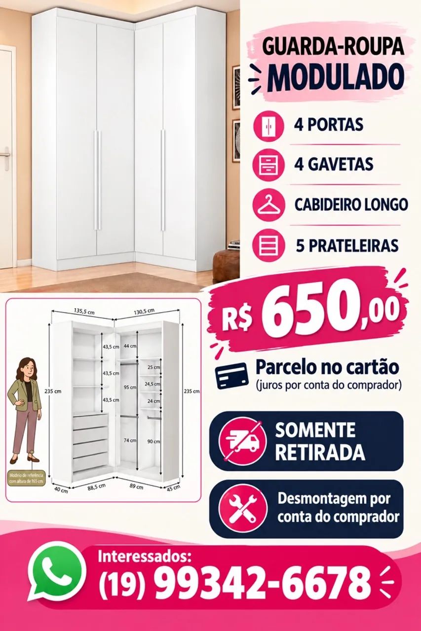 Guarda roupa casal modulado