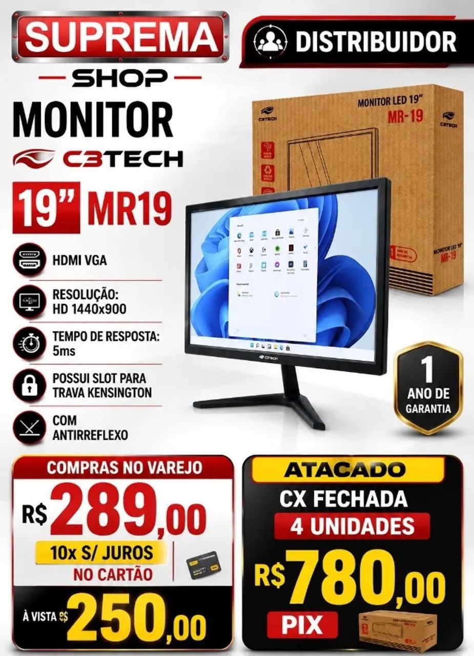 MONITOR 19" TRABALHAMOS COM VAREJO E ATACADO 