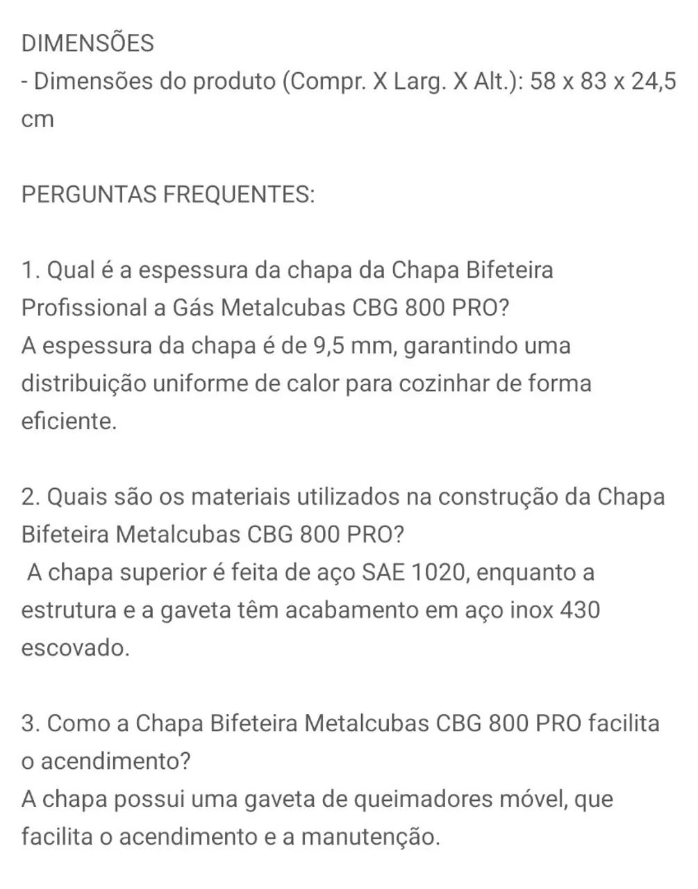 Chapa de lanche metalcubas CNG 800 pro gas - Foto 4