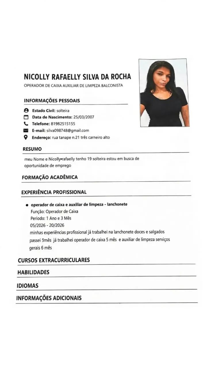 Oportunidade de 1 emprego 