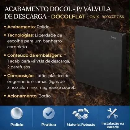 Acabamento de válvula de descarga DOCOLFLAT - ônix - Foto 2