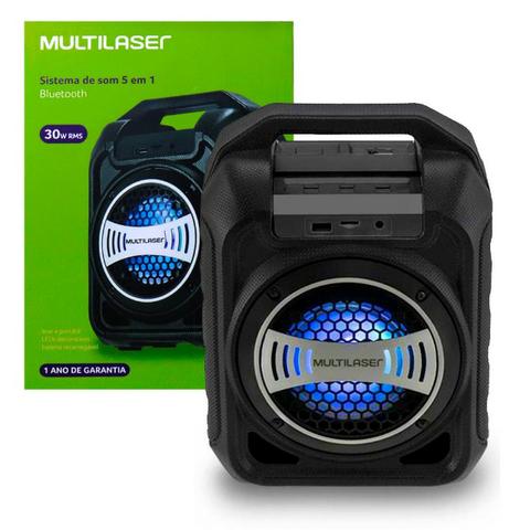 Caixa de Som Bluetooth Sp313 Multilaser 30W Com Efeitos Led Usb Rádio Fm Aux Micro SD - Foto 3