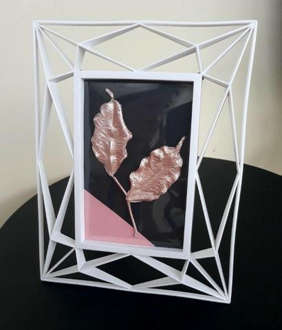 Quadro decorativo geométrico folhas Rose Gold - Foto 2