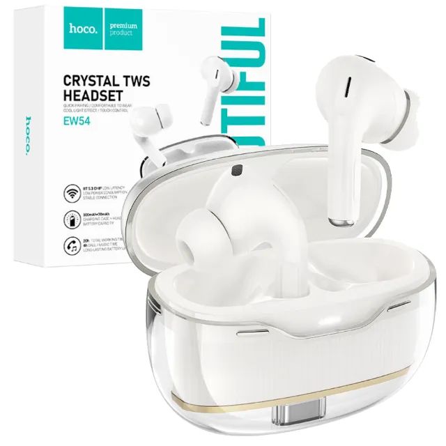 Fone Bluethooth 5.3 Hoco Ew54 Rayo Branco Crystal - Foto 2