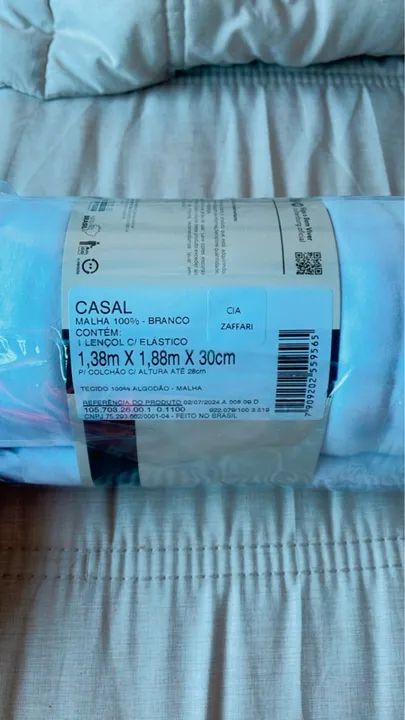 Vendo 1 lençol c/ elástico CASAL Branco Altenburg.  - Foto 2