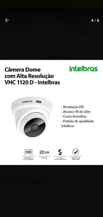 Câmera Dome Com Alta Resolução Vhc 1120 D Intelbras - Foto 2