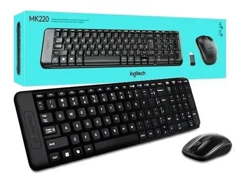 Teclado E Mouse Wireless Logitech  - Modelo MK220  - Preto - Sem Fio  