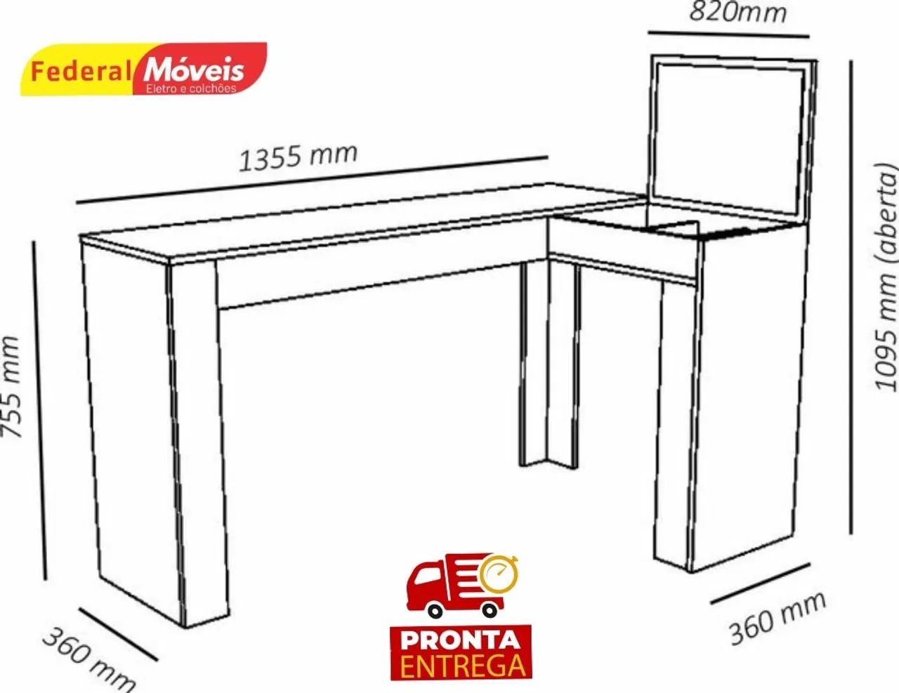 Penteadeira Escrivaninha c/ Espelho Linda - Solicite nosso Catálogo  - Foto 2
