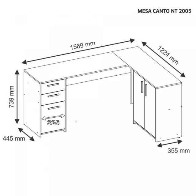 "Produtividade com Estilo: Mesa Office Escrivaninha em L com 2 Portas e 3 Gavetas" - Foto 4