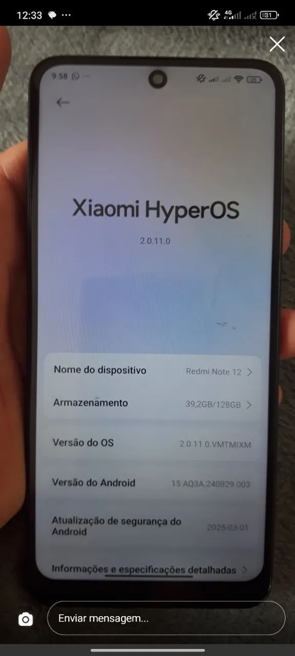 Xiaomi Note 12 Hyper OS 128 + 64GB