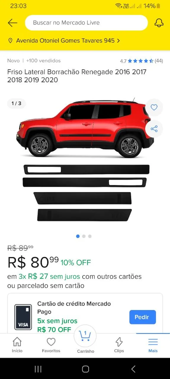 Friso Lateral Borrachão Renegade 2016-2020