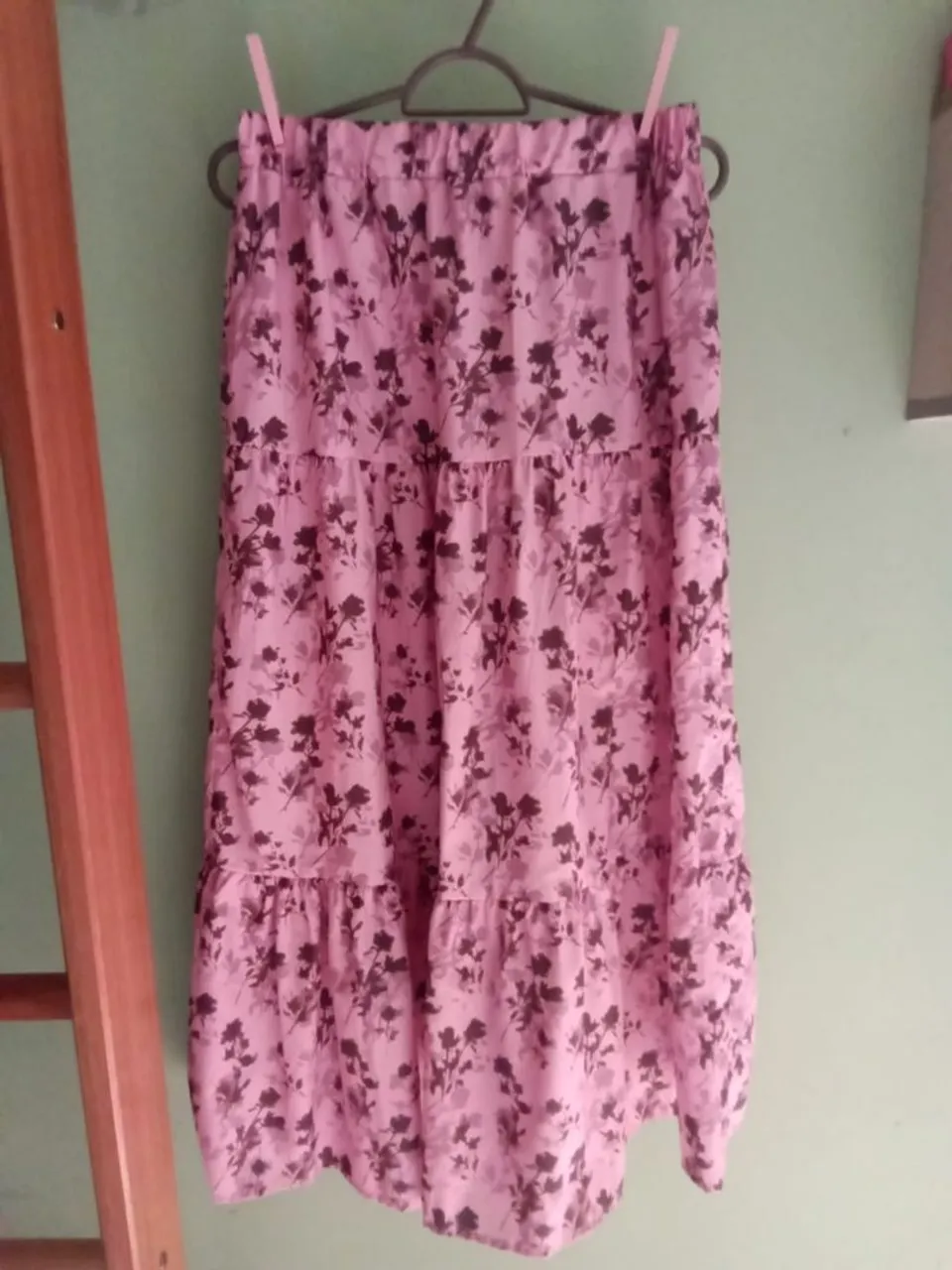 Saia Longa Floral Rosa