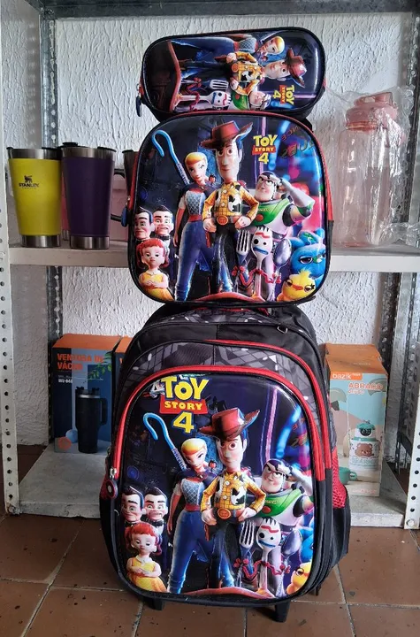 Kit Mochila de rodinhas , estojo e lancheira Toy Story 4