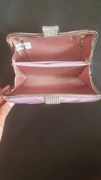 Bolsa de festa rosa com strass - Foto 2