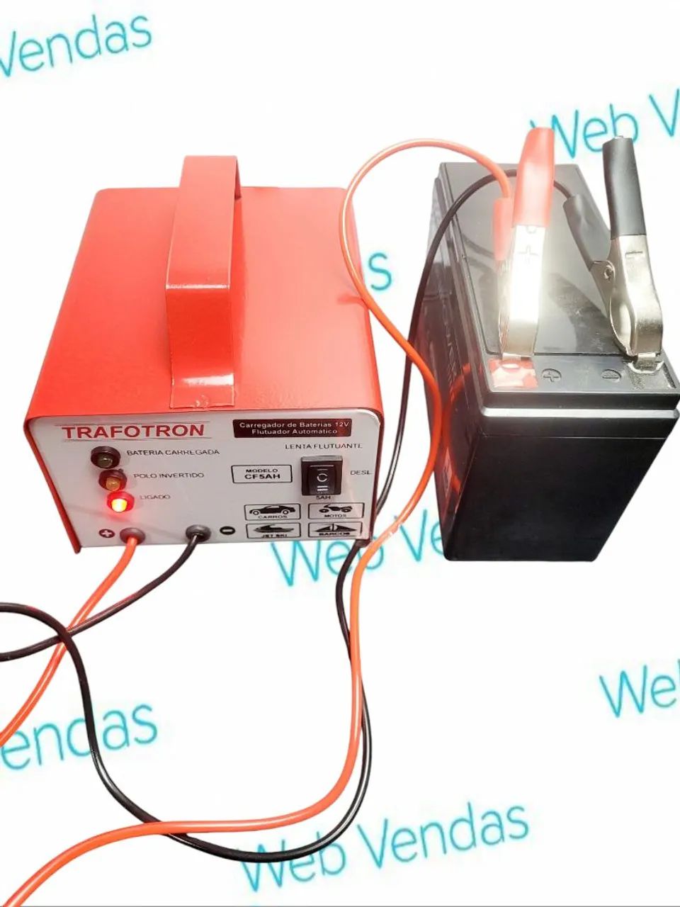 CARREGADOR BATERIA MOTO CARRO 12v CF5 5AH ATÉ 300 AMPERES <br> - Foto 4