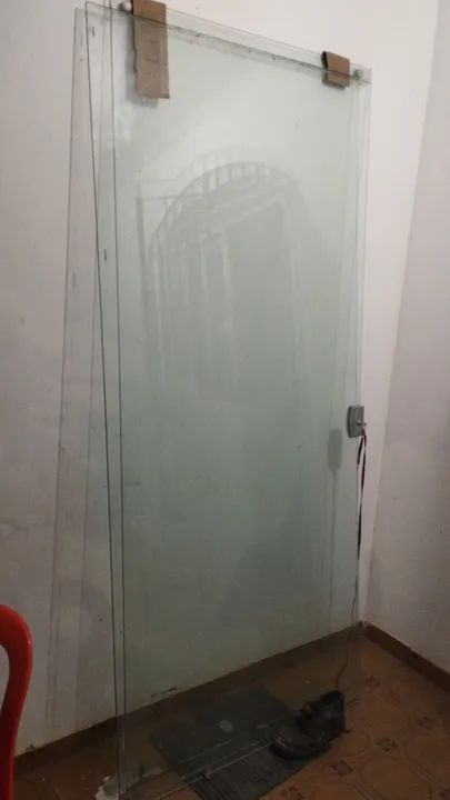 porta de vidro de correr 2 folhas 2,10 × 96