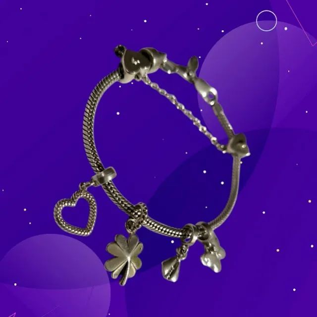 Pulseira Life Infinito em Prata Polida com 3 Berloques - Foto 4