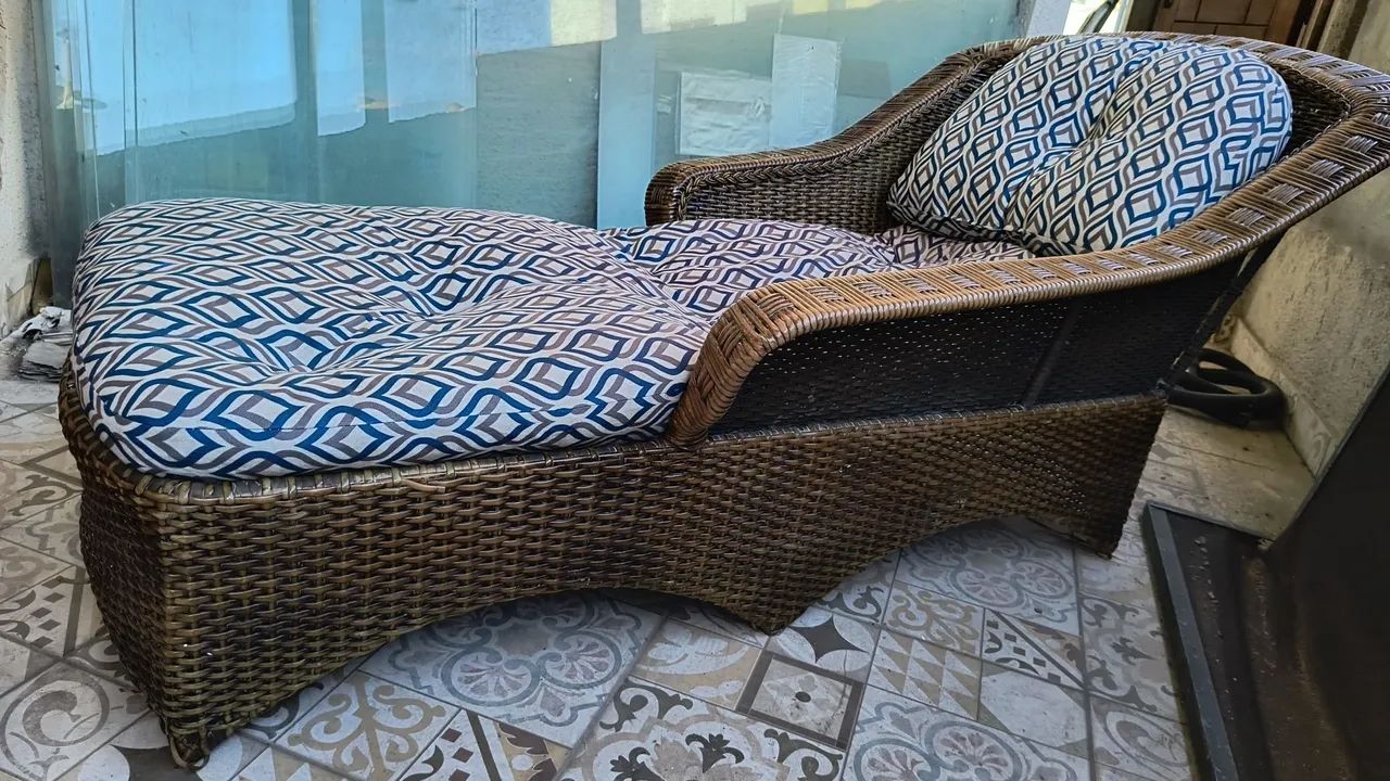 Chase Long/Sofá Divã de Vime Vintage para Decoradores - Foto 2