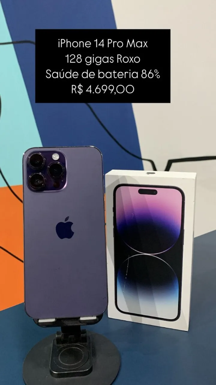 iPhone 14 Pro Max 128GB Branco Saúde de bateria 86% R$ 4.850,00
