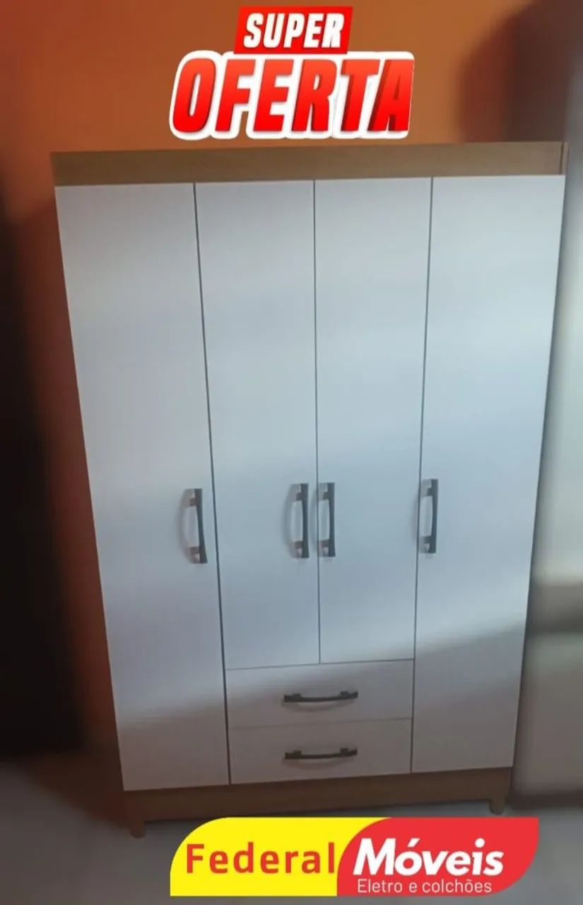 Guarda Roupa com 4 Portas e 2 Gavetas Novo - Qualidade e Funcionalidade!