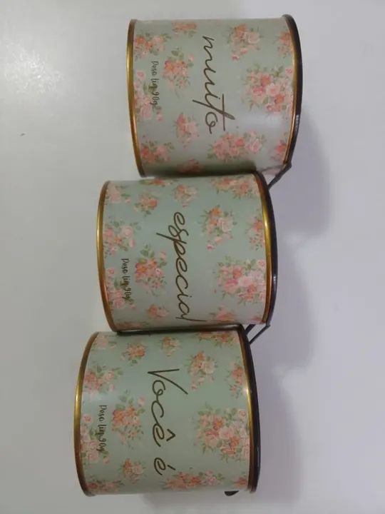 Potinhos Decorativos Vintage Jogo De 3 Beleza Encanto Para Sua Cozinha - Foto 5