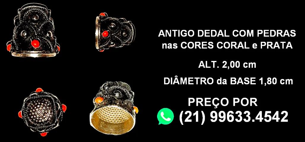 Dedal antigo com pedras coloridas - Perfeito - Foto 3