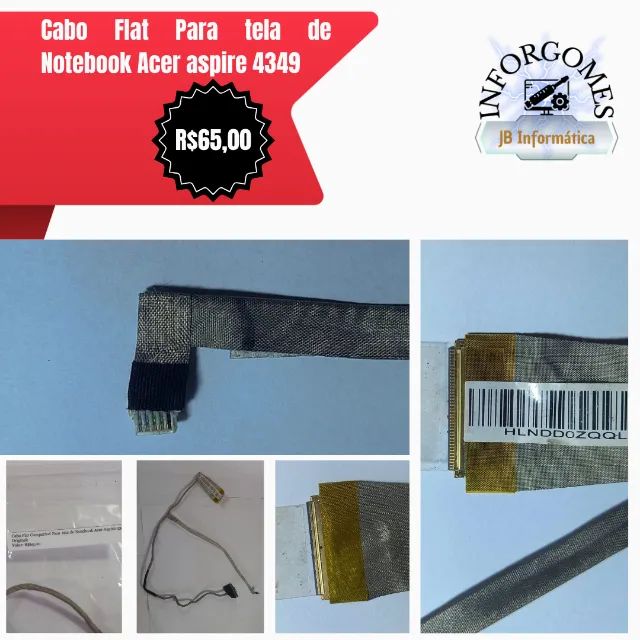 Cabo Flat Para tela de Notebook Acer aspire 4349