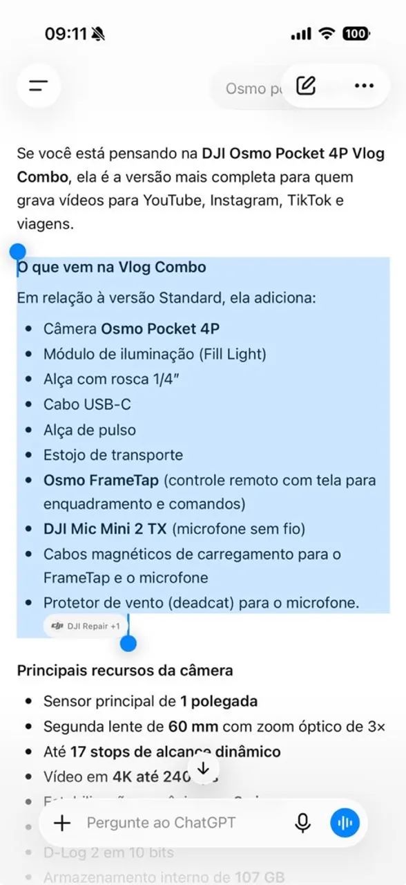 Câmera DJI Osmo Pocket 4P - Vlog Combo - Foto 4