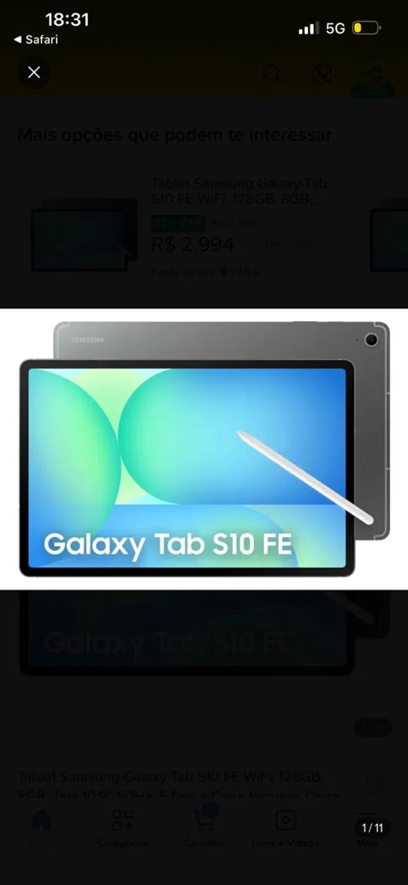 Tablet s10 fe - usado, em perfeito estado