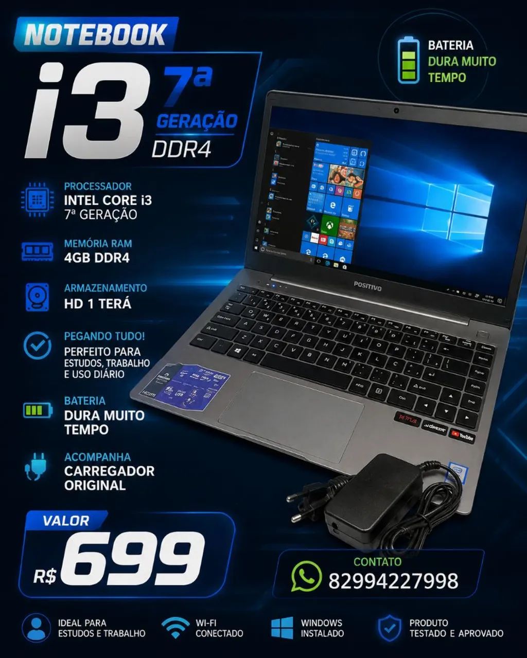 Notebook i3 7 geração ddr4 