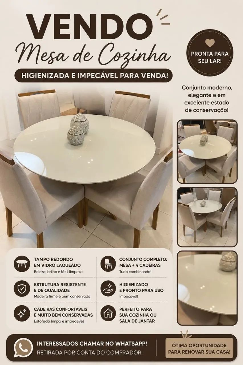 Mesa super nova com 04 cadeiras 