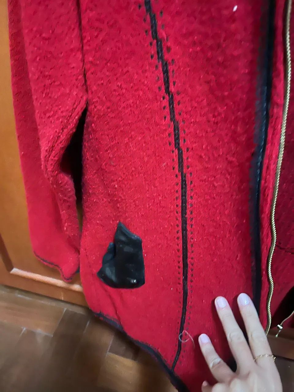 Casaco de lã vermelho super elegante, nunca usado !   - Foto 3