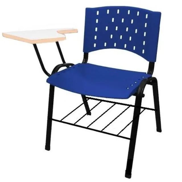 Carteira Universitária Azul Com Prancheta Estrutura Reforçada Alta Resistência 32010