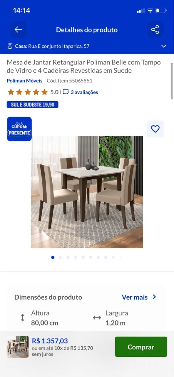 Mesa de jantar 4 lugares - Foto 2