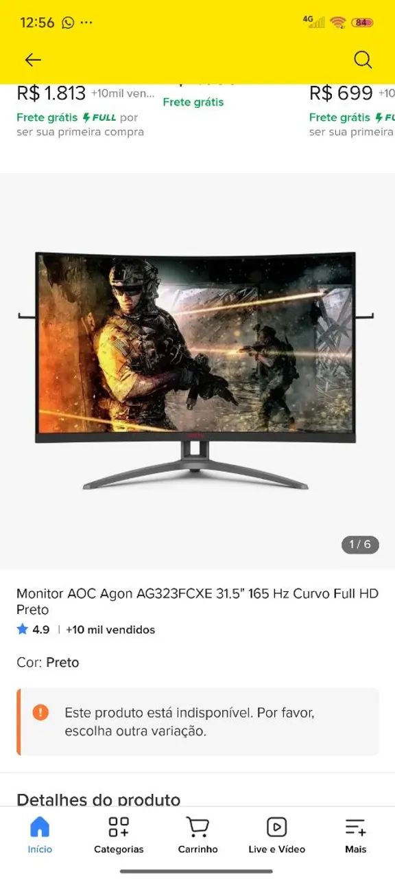 Monitor Tela Curva Aoc - Foto 5