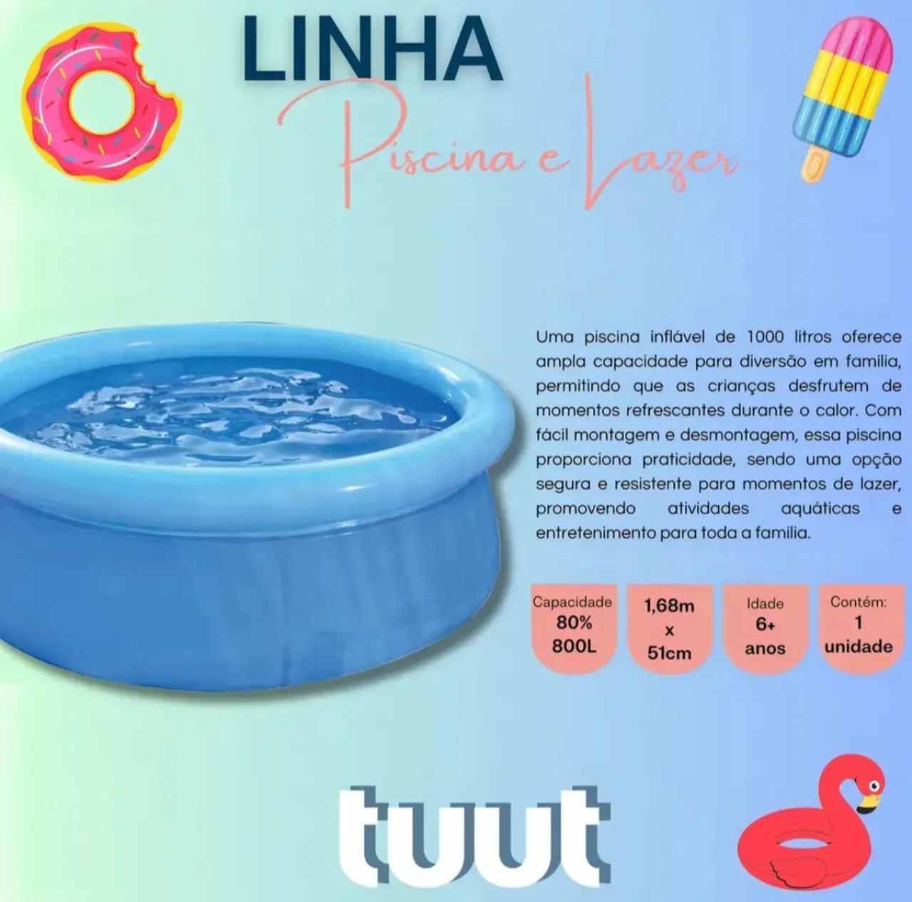 Piscina inflável 1000L - Foto 2