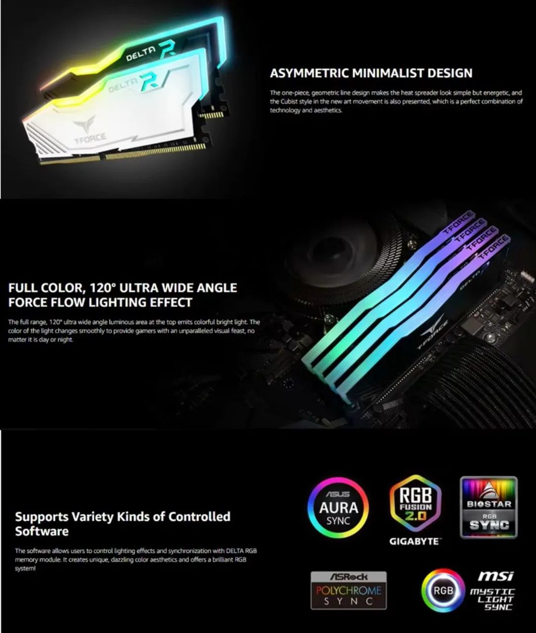 Memória RAM - TEAMGROUP T-Force Delta RGB DDR4 3200 MHz 2X 8GB APENAS RETIRADA! - Foto 2