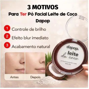 Pó Compacto Translúcido Leite de Coco Dapop - Acabamento Matte e Toque Aveludado - Foto 2