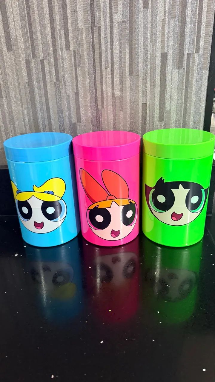 Trio de potes exclusivos Meninas Superpoderosas